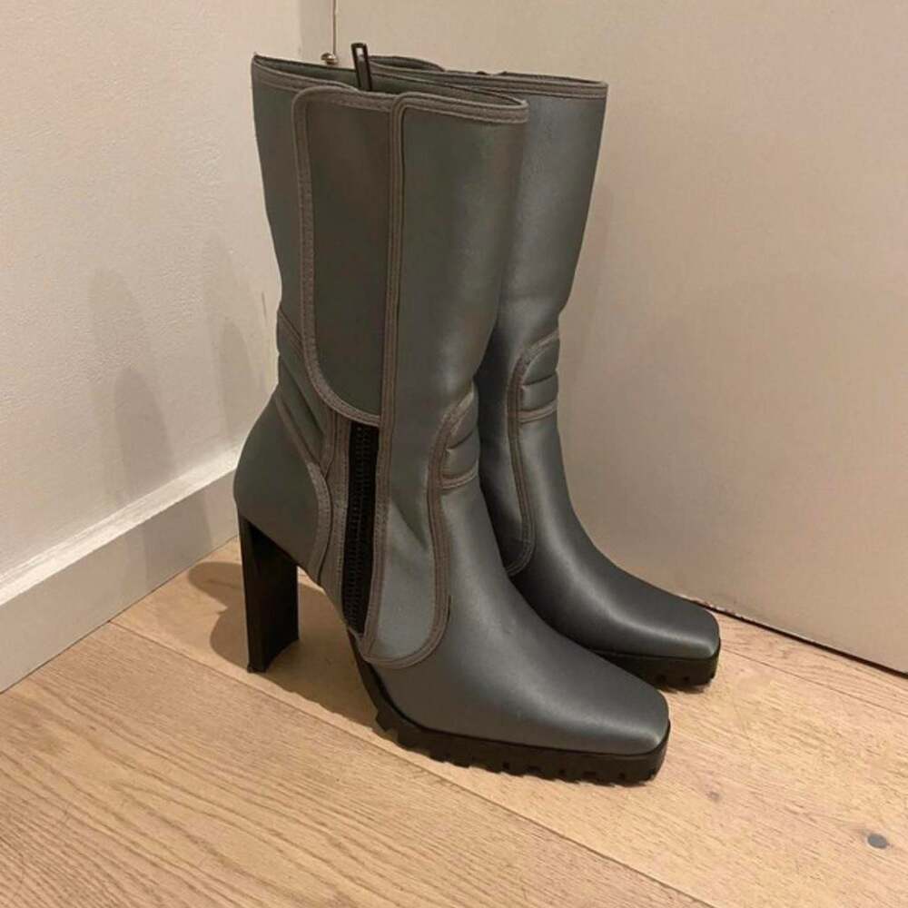 Dolls Kill Poster Girl PG21-293 Grey Calf High Heeled Boots
